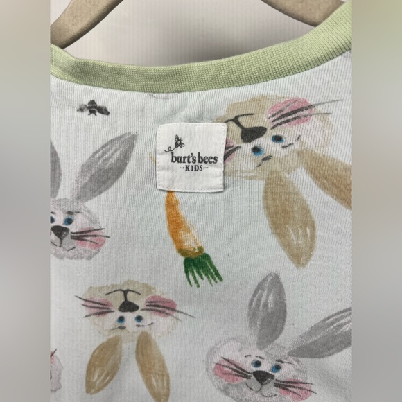 Burt's Bees, 5T, Bunny and Carrot Kids Pajama Set - White, Blue and Green - Picture 4 of 10
